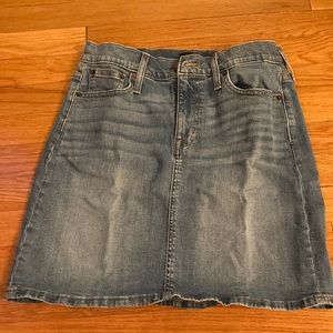 Denim mini skirt.